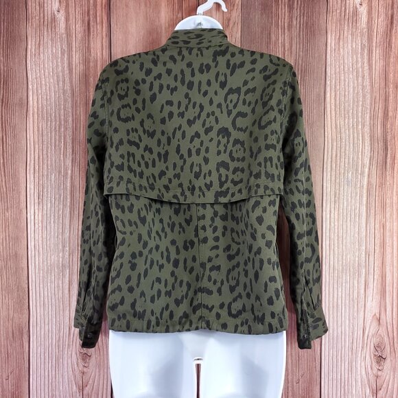 Rails Womens XS Collins Green Leopard Utility Military Jacket Linen Blend Safari - Picture 4 of 16